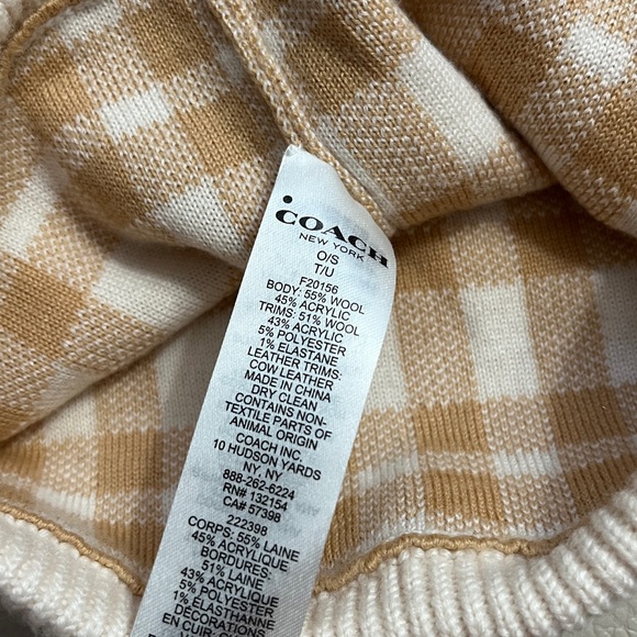 Coach Women’s Wool Blended Plaid Pom Pom Beanie - Picture 4 of 4